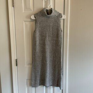 Gray Sleeveless Mock Neck Sweater Dress | Size XS